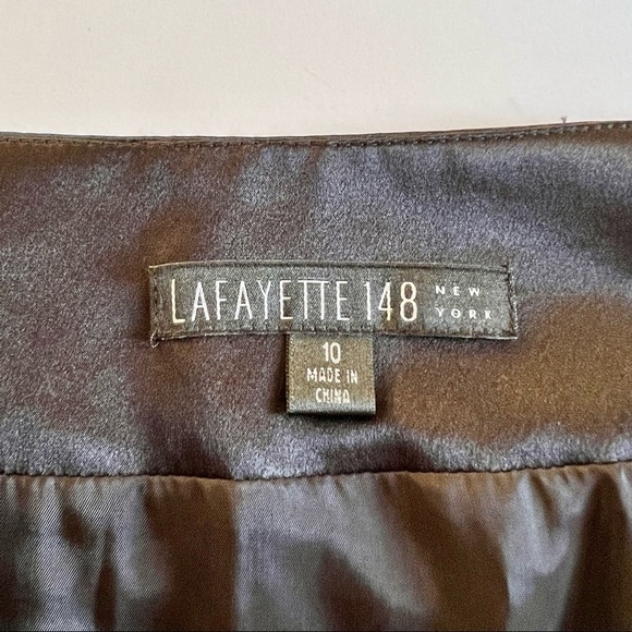 Lafayette 148 New York Skirt Hand Beaded Lace Detailed Pencil in Black Sz 10 - Picture 6 of 8